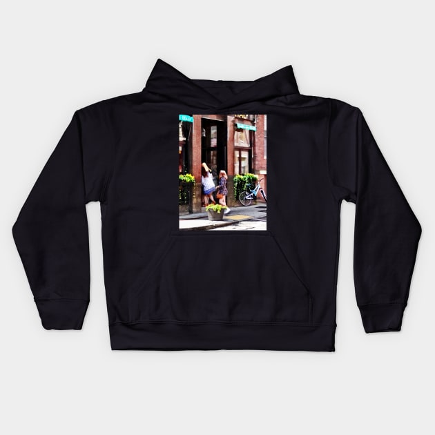 Boston MA - Cafe in Little Italy Kids Hoodie by SusanSavad